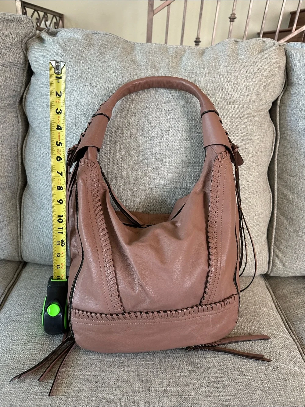 orYANY Mauve/Rose Braided-Trim Hobo Shoulder Bag
